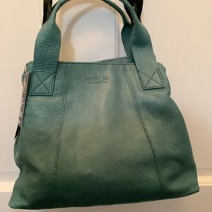 NWT American Leather Co. Teal/Turquoise Ada Triple Entry Satchel - So Soft!